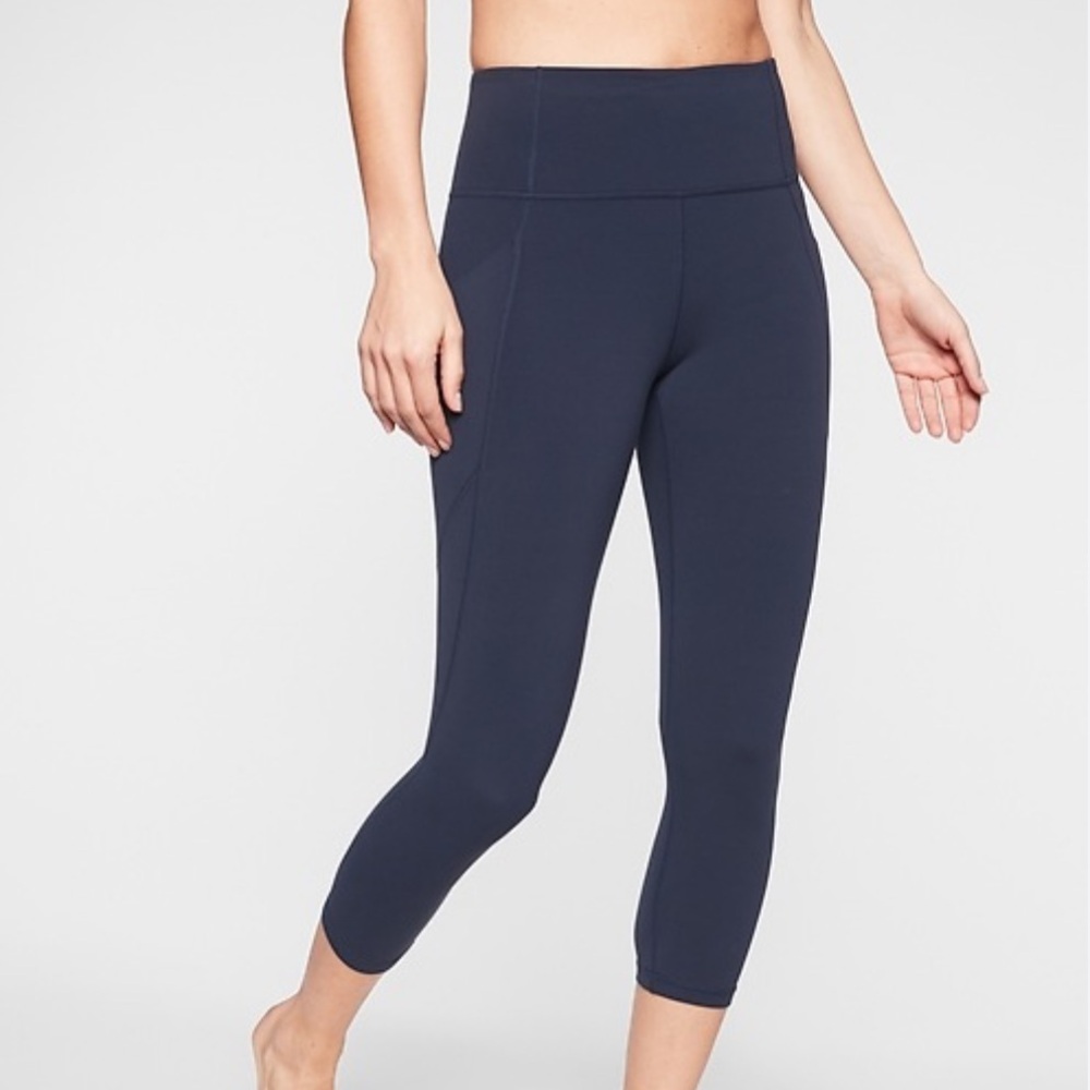 Athleta Navy High-Waisted Capri Leggings